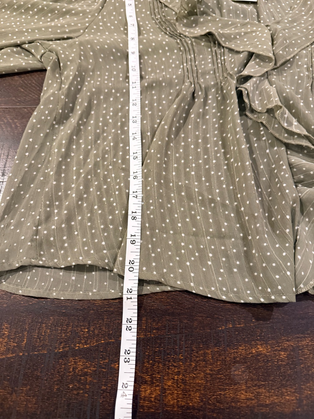 And Now This Green Polka Dot Ruffle Blouse Long Sleeve Sheer XL - Picture 11 of 14